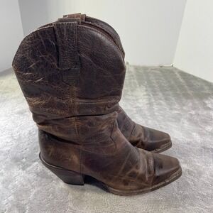 Durango Western Boots Women 7.5 Brown Leather 10" Square Toe Distressed Festival